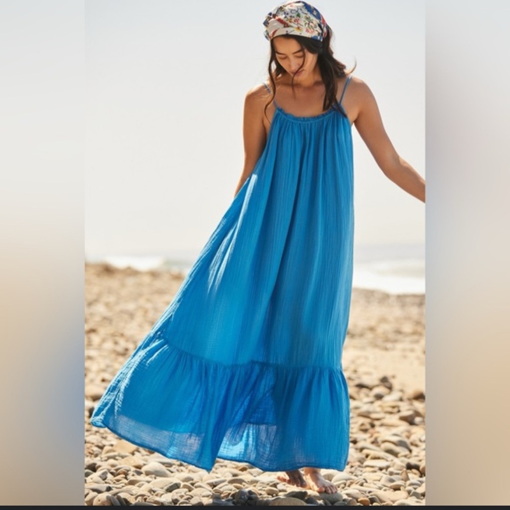 Anthropologie Malika Gauze Maxi Dress - blue